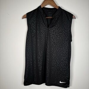 Nike Dri-Fit Tank Women's Sleeveless Shirt Animal Print Black Size Large
